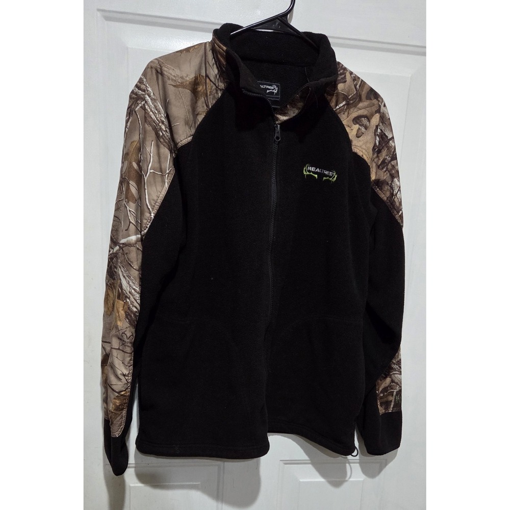 Real Tree Black & Camo Full Zip Fleece Jacket Men M